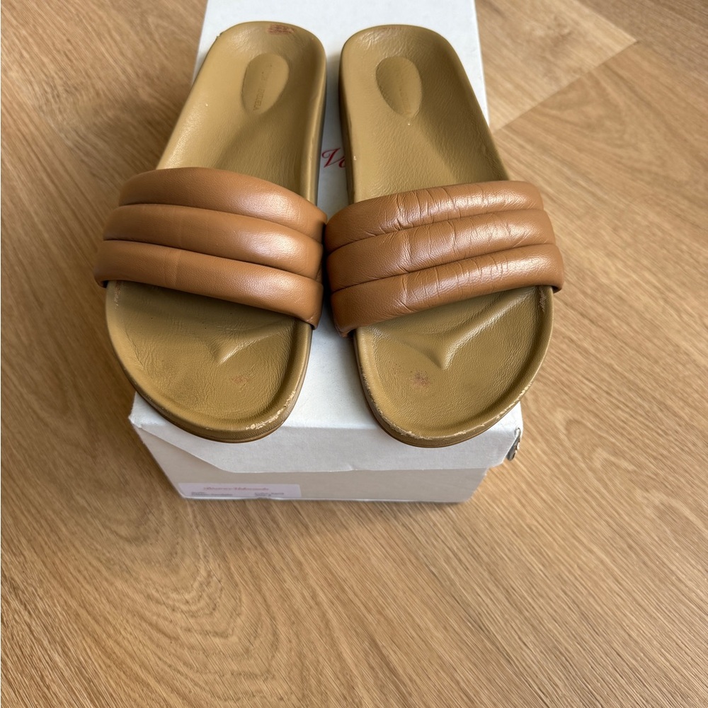 Beatrice Valenzuela Tan Padded Slide Sandals